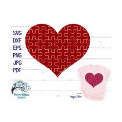 Puzzle Piece Heart SVG, DXF, PNG, Puzzle Svg, Autism Heart, Valentine's Day, Valentine, Shirt, Digital Download, Love, H
