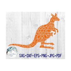 Kangaroo Mandala SVG, DXF, pdf, png, eps, jpeg, Digital Download, Floral, Kangaroo, Cricut, Silhouette, Cut File, Animal
