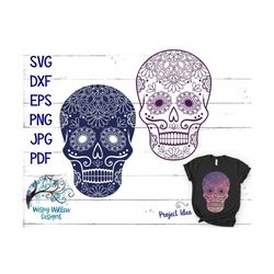 Sugar Skull SVG, DXF, png, jpg, pdf, Mandalas, Flowers, Floral, Halloween, Day of the Dead, Mexico, Mexican, Skull, Face