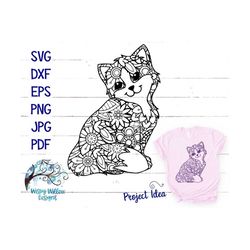 Cat Zentangle SVG, DXF, pdf, png, jpeg, Digital Download, Floral, Kitty, Kitten, Cat, Summer, Cricut, Cut File, Animal,