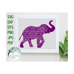 Elephant Mandala SVG, Elephant DXF, png, eps, Digital Download File, Elephant SVG,  Boho, Hippie, Cricut, Silhouette, Cu