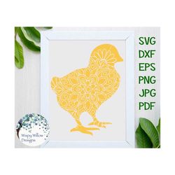 Chick Mandala SVG, DXF, Digital Download, Chicken, Easter, Spring, Chick SVG, Farm, Animal, Cricut, Silhouette, Cut File