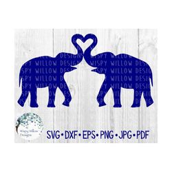 Elephant Love Heart SVG for Cricut, Elephant Trunk Heart Clipart, Cute Zoo Animal Silhouette Png, Jpg, Dxf, Vinyl Decal