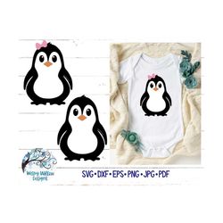 Penguin SVG for Cricut, Girl Penguin with Bow SVG, Boy Penguin, Cute Penguin Clipart PNG Jpg, Baby Animals, Vinyl Decal