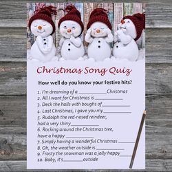 Christmas party games,Christmas Song Trivia Game Printable,Snowman Christmas Trivia Game Cards