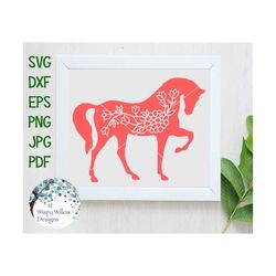 Horse Floral SVG, DXF, jpg, png, eps, Horse SVG, Digital Download File, Boho,  Cricut, Silhouette, Cut, Flowers, Decal F