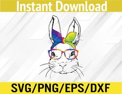 Cute Bunny Face Tie Dye Glasses Easter Day Svg, Eps, Png, Dxf, Digital Download