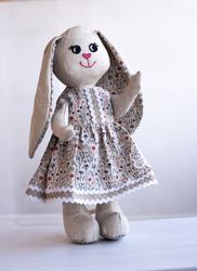 Handmade soft linen toy Bunny Rabbit, Stuffed animal toy Rabbit, Linen toy, Waldorf doll, Stainer, Easter bunny baby toy