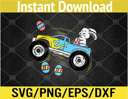 Kids Easter Bunny Riding Monster Truck Cute Svg, Eps, Png, Dxf, Digital Download
