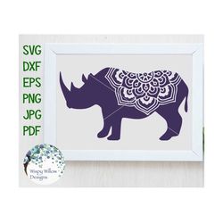Rhinoceros Mandala SVG, Mandala Rhino Svg, Rhino Svg, Animal Mandala Svg, Mandala Animal, Mandala Rhinoceros, Vinyl Deca