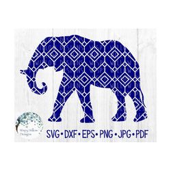 Elephant Geometric SVG, DXF, png, eps, jpg, Digital Download, Diamond, Zentangle, Cricut, Silhouette, Cut File, Decal Fi