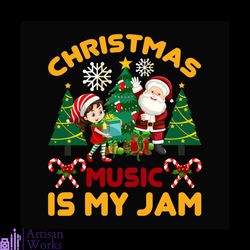 Christmas Music Is My Jam Svg, Christmas Svg, Santa Svg, Music svg, Pine Trees svg