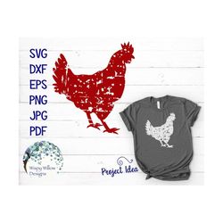 Distressed Grunge Rooster SVG, Distressed Chicken, Farm Animal, Distressed Rooster, Farm, Vinyl Decal File for Cricut, S