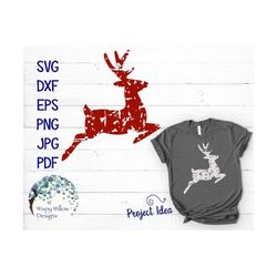 Distressed Grunge Reindeer SVG, DXF, PNG, jpg, eps, Winter, Christmas, Vintage, Reindeer Svg, Deer Svg, Cut File, Digita