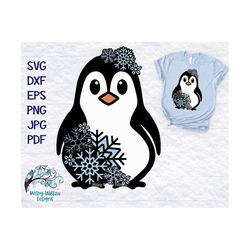Snowflake Penguin SVG, DXF, PNG, Penguin Mandala Svg, Color, Penguin Png, Sublimation, Winter Svg, Christmas Svg, Winter