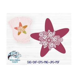 Floral Starfish SVG, Starfish Mandala Svg, Mandala Starfish Svg, Starfish with Flowers, Starfish Vinyl Decal File, Ocean