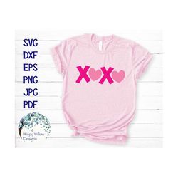 XOXO Hearts SVG, Valentine's Day, DXF, png, eps, jpg, Girl, Girl's Shirt, Baby, Valentine Shirt, Hearts, Valentine, XoXo