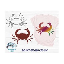 Crab SVG, Crab Outline, Crab Silhouette, Crab Decal File, Nautical Svg, Summer Svg, Crabs, Crab Shirt Design, Beach Svg,