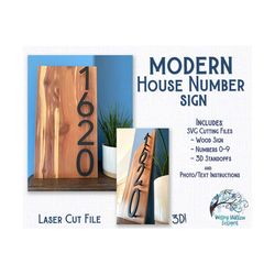 Modern House Number Sign File for Glowforge or Laser Cutter, House Address Sign, Glowforge Craft, Glowforge Project, Hou