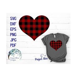 Plaid Heart SVG, Buffalo Plaid Shape for Cricut, Valentine's Day Clipart, Patterned Heart Png, Vinyl Decal Cut File Down