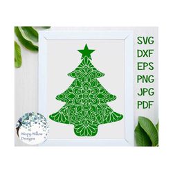 Christmas Tree Mandala SVG, Christmas, SVG, DXF, png, eps, pdf, jpg, Floral,Cut File, Winter, Vinyl Decal File, Digital,