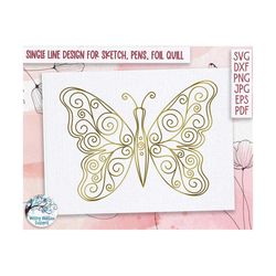 Butterfly SVG - Single Line Design for Foil Quill, Sketch Pens, Draw, Glowforge Score, Butterfly for Foil Quill, Butterf