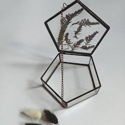 glass casket, jewelry box, handmade gift, handmade jewelry box, box with dried flowers, unique gift
