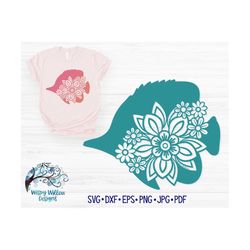 Floral Fish SVG for Cricut, Tropical Fish Mandala Svg, Summer Beach Mandala, Fish with Flowers, Ocean Animal Svg, Vinyl