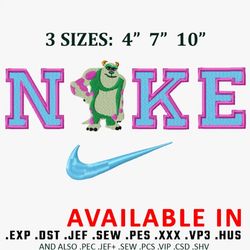 Sullivan x nike Embroidery Design, Monster Embroidery, Nike design, Anime shirt, Embroidered shirt, Digital download