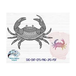 Crab Mandala SVG for Cricut, Intricate Crab Zentangle, Summer Beach Animal, Printable Coloring Page PNG JPG, Vinyl Decal