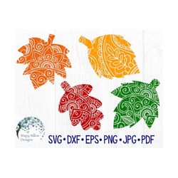 Leaves Mandala SVG, dxf, png, eps, jpg, Fall, Zentangle, Floral, Intricate, Holiday, Falling, Leaf, Cricut, Silhouette,