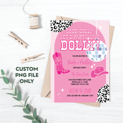Personalized File Disco Dolly Birthday Invitation Cosmic Cowgirl Invitation Disco Cowgirl Invitation | PNG File Only