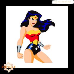 Cartoon Wonder Woman SVG, D&C Diana SVG, PNG, DXF, EPS, Design Cut Files, Image Clipart