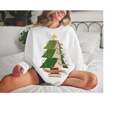 Bookish Christmas Sweatshirt Season's Readings | Tree Book Lover Reader Librarian Teacher Holiday Academia X-mas Sweater