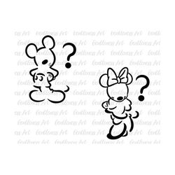 Mouse And Friends Ouline Svg, Question Mark, Vacay Mode Svg, Png Files For Cricut Sublimation