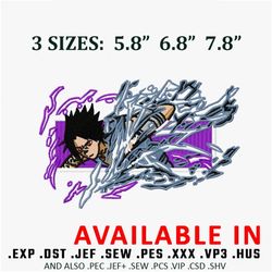 Sasuke chidori embroidery design, Anime design, Naruto Embroidery, Anime shirt, Embroidered shirt, Digital download