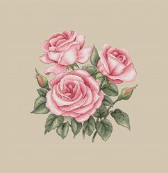 Roses Cross Stitch Pattern - Pink Flowers Counted Cross Stitch Chart - Bouquet Xstitch - Embroidery Design - PDF Pattern