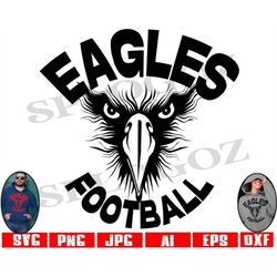 Eagle football svg, Eagles svg mascot, Eagle SVG Digital Download, SVG Cut File, SVG for Cricut or Silhouette, School Sp