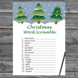 Christmas party games,Christmas Word Scramble Game Printable,Tree Christmas Trivia Game Cards