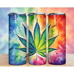 Weed Colorful Tumbler 20 oz Skinny Tumbler Sublimation Design, Instant Digital Download PNG, Straight & Tapered Tumbler