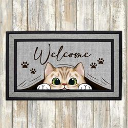 Welcome Cat  Doormat Png, Front Doormat Sublimation Design Download, Rug PNG, Rug Designs, Doormat PNG File