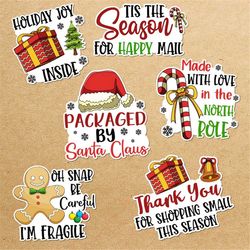 Christmas Small Business And Gift Packaging Sticker Bundle, Sticker PNG Bundle, Printable Stickers, Digital Stickers, Pr