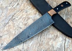 Custom Handmade Damascus Chef Knife kitchen knife fixed blade knife with sheath