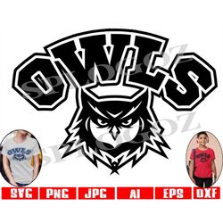 Owls svg, Owl svg mascot, Owls png, Owls Digital Download, SVG Cut File, SVG for Cricut or Silhouette, School Spirit svg