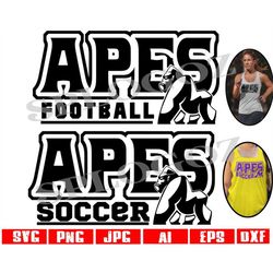 Apes svg, Ape svg, Ape mascot logos, Apes football  soccer, SVG for Cricut or Silhouette, School Spirit svg, Team Mascot