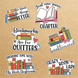 book lover sticker bundle, sticker png bundle, printable stickers, digital stickers, print and cut sticker, png digital