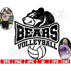 Bears volleyball svg  Bear volleyball svg Bears volleyball png Bears svg Bear svg Bears mascot svg Bears school spirit C