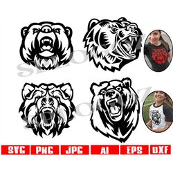 Bears svg, Bear svg, Grizzly svg, Bears mascots Vector Silhouette Cameo Cricut Design mascot faces cut Bear sport logo,