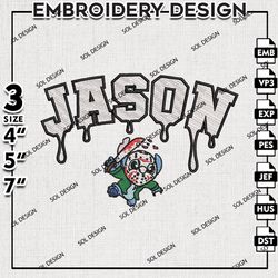 Chibi Stitch Jason Voorhees Drop Name Halloween Embroidery Designs, Halloween Embroidery Files, Machine Embroidery