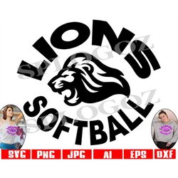Lions softball svg, Lion softball svg, Lions svg, Lion svg, sports, school spirit, Lion mascot svg, Cricut Silhouette sv